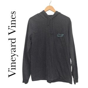 VINEYARD VINES Whale Logo Hoodie T-Shirt Gray Charcoal Heather Long Sleeve Men M